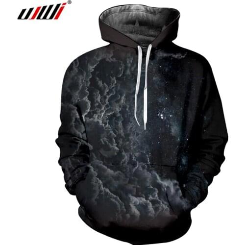 UJWI Black Hoodies New Arrival Men 3d Cool Print Nightfall Space Sweatshirt Hoody Hombre Hip Hop Outfits Crewneck Jacket Coats