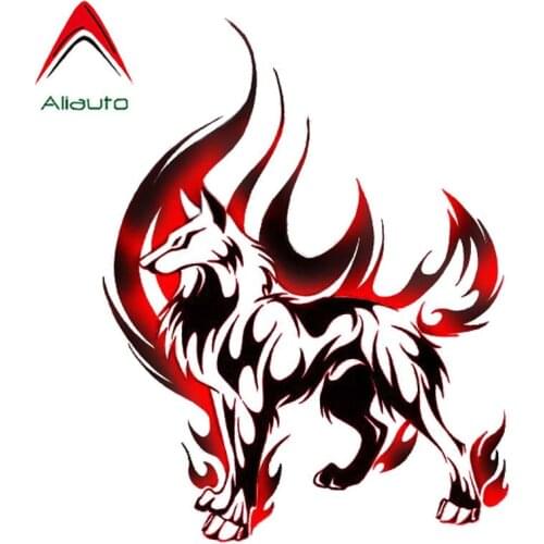 Aliauto Personality Car Sticker Flame Wolf Reflective Waterproof Sunscreen Vinyl Decal Motorcycle Auto Accessories,10cm*13cm