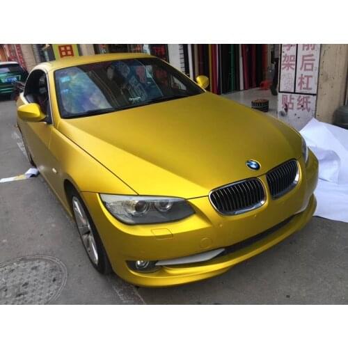 Matt Metallic Gold Vinyl Adhesive Golden Chrome Matte Car Wrap Foil with Air Release Bubbles