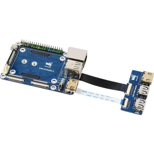 Waveshare CM4-IO-BASE-A + USB HDMI Adapter, for Raspberry Pi Compute Module 4
