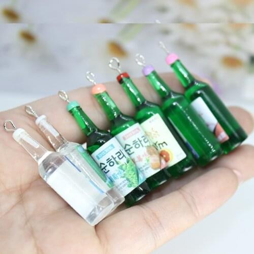Yamily 10pcs/Resin Beer Charm Simulation Creative Korean Vinegar DIY Pendants Jewelry For Keychain Necklace Earring Accessory