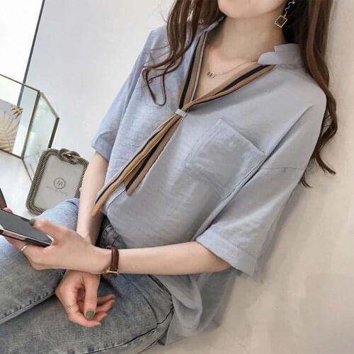 Ladies Elegant Summer Trendy Korean Version All-match High Quality Soft Thin Pure Color Ulzzang Workwear T-Shirt Casual Top