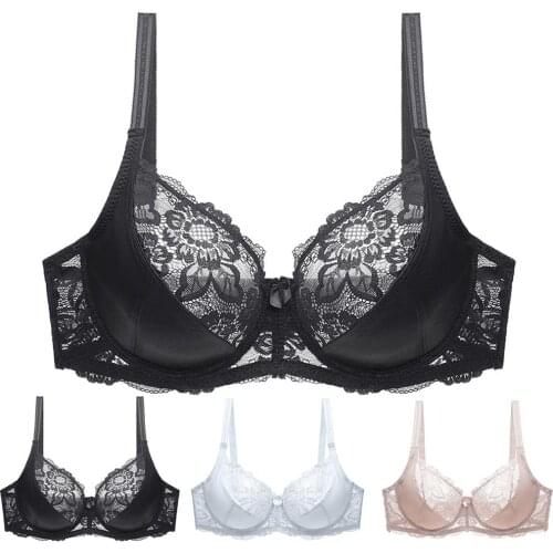 Plus Size Sexy Women See-through Breathable Lace Flower Push Up Bra Underwear Lace Flower Push Up Bra Underwear Lace Flower Push