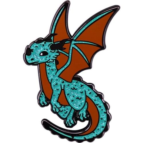 Cute Young Dragon Magic Glitter Metal Enamel Lapel Clothes Coats Backpack Bag Badge Brooch Pin Accessories