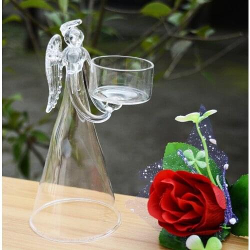 1PC New Christmas Angel European crystal glass candlestick Home Furnishing wedding jewelry ornaments candle holder JY 1188