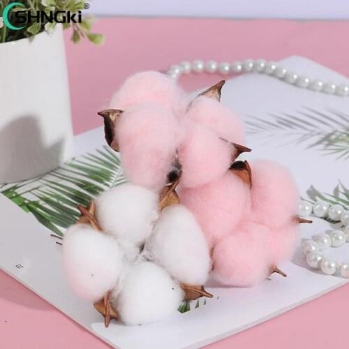 10Pcs Colorful Wedding Christmas Home Wreath DIY Decor Florist Supplies Natural Cotton Flower Dried Artificial Flowers Plants