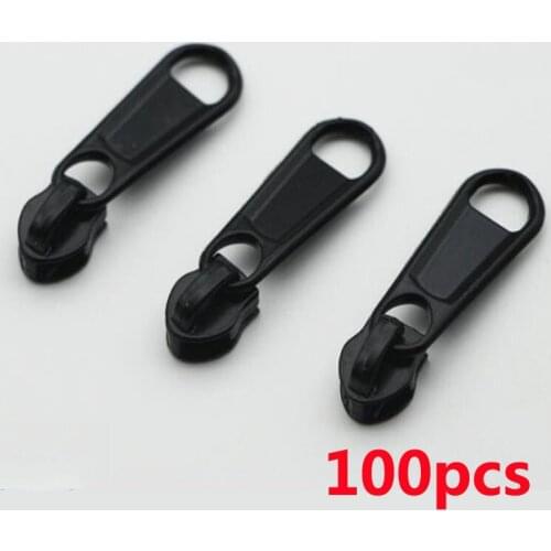 100PCS 5# Black Zipper Sliders Reverse Installation For Invisible Nylon Zip Bag Zip Head Pull DIY Sewing Accessories