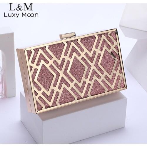 2021 Metal Box Shape Handbag Women Party Clutch Bag Small Chain Purse Sac Femme Luxury Dinner Evening Wedding Shoulder Bag X316H