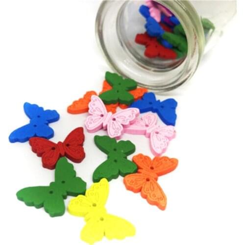 50PCS Butterfly 2Hole Wooden Mix Buttons Christmas DIY Decor Child Clothes Sewing Buttons Crafts Scrapbooking Accessories WD0090