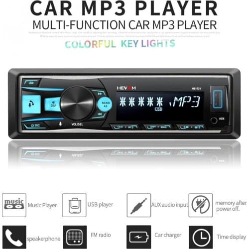 1 Din Car Radio Multimedia Voice Control Bluetooth Audio Player Front Detachable Panel Compatible with Mobile APP Navigation