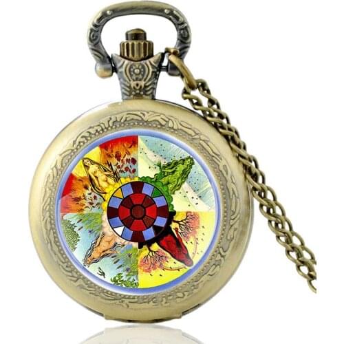 Bronze Color Earth Saint Girl Pattern Vintage Quartz Pocket Watch Men Women Classic Pendant Necklace Hours Clock Gifts