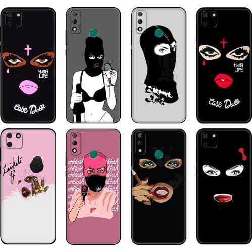 Black tpu Case For Huawei Y9S Y6S Y8S Y5P Y7P Y8P Case For Huawei Y5 lite Prime 2018 Y6 2019 Masked Goon Thug Life Teared Girl