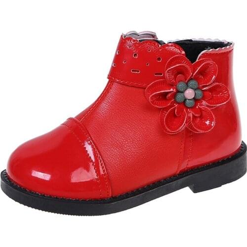 Autumn Winter Kids Shoes Baby Girls Boots Soft Bottom Martin Boot for Princess Red Black 12M 14M 16M 18M 24M 2T 3T 4T 5T 6T