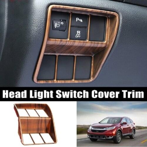 For Honda CRV CR-V 2017 2018 ABS Peach Wood Grain Head Light Switch Cover Trim