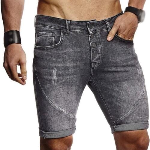 Mens Denim Shorts Sexy Leisure Jean Half Pants Blue Pacthwork Buttons Pocket Summer New Casual Demin Short Jeans Male Clothing