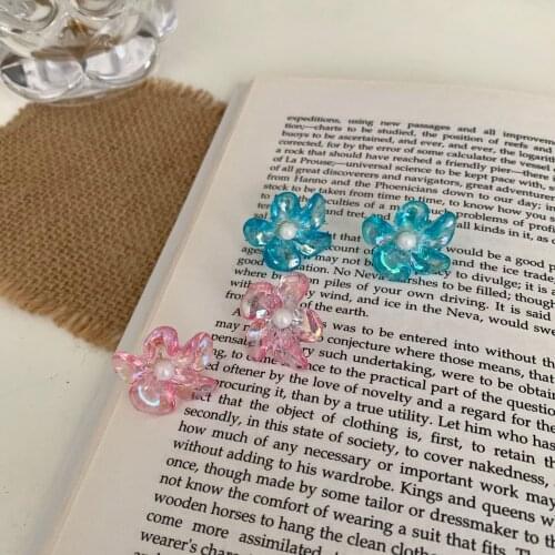 Ins Style Super Fairy Transparent Chrysanthemum Fashion Fresh Earrings Girl Cute Simple Temperament No Pierced Ears Clips