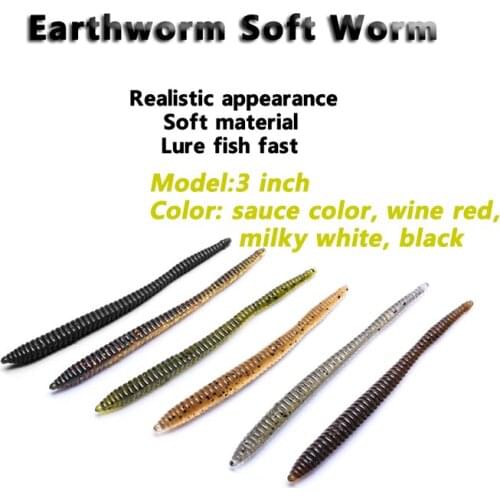 20 PCS/Pack of Fishing Bait Earthworm Soft Insect Realistic Shape Artificial Fake Bait Simulation Bait Fishing Tool（3 Inch
