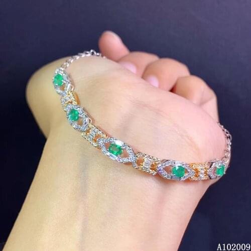 KJJEAXCMY fine jewelry 925 sterling silver inlaid natural emerald bracelet fashion girl new hand bracelet support testing