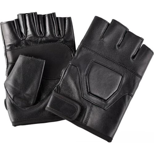 1 Pair Leather Gloves Without Fingers Black Punk Half-finger Round Tactical Nail Glove Fingerless Gloves Biker Summer Motorcycle