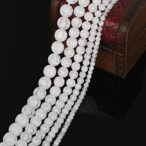 4mm/6mm/8mm/10mm/12mm for choose Natural White Cracked Crystal Round Beads for Necklace & Bracelet & DIY Jewelry Making