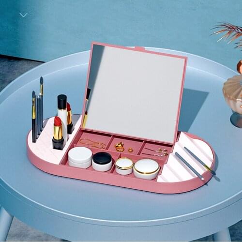 Multifunctional Jewelry Storage Box with Mirror for Makeup Soft Silicone Base for Lipstick Detachable for Different Uses A66