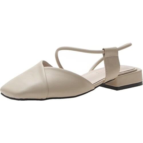 2021 New Womens Shoes New Female Sandals Summer Style Low Heel with A Word with Baotou Thick Heel Shoes New Style 35-40