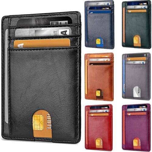 New Slim RFID Blocking Leather Wallet Credit ID Card Holder Purse Money Case for Men Women 2021 Fashion Bag 11.5x8x0.5cm