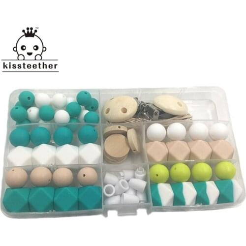 DIY Baby Nursing Teether Necklace/bracelet Geometry Hexagonal And Round Silicone Beads Pacifier Clips Breakaway Safety Clasp