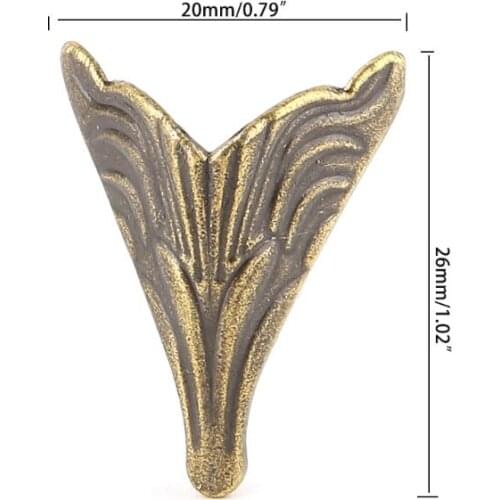 P15D 8PCS 20x26mm Antique Corner Protectors Bronze Tone Case Box Corners For Furniture Decoration feet Metal Craft Corner