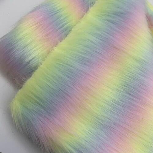 100*165cm Colorful Jacquard Plush Garment Fabric Five-color Jacquard Rainbow Color-blocking Plush Toy Handmade DIY Fabric