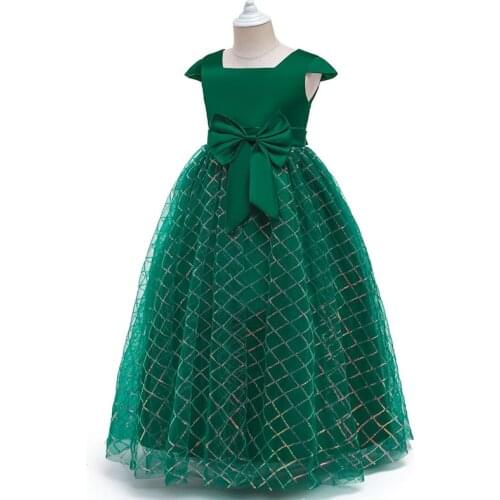 Christmas Costume 2021 New Elegant Little Girl Wedding Dresses Mesh Kid Princess Dress For Girls Long Evening Dresses 4-14 Years