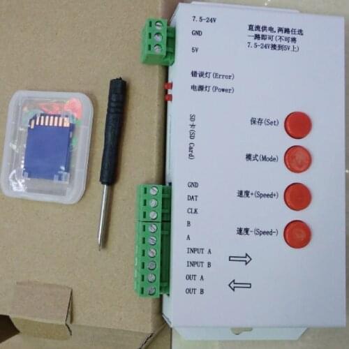 T1000S SD Card WS2801 WS2811 WS2812 WS1903 LPD6803 LED 2048 Pixels Controller DC5~24V T-1000S DMX 512 RGB Controller