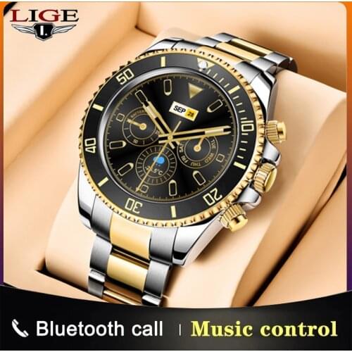LIGE New Smart Watch Men Bluetooth Call Custom Dial IP68 Waterproof Smartwatch Women For Android IOS Sport Fitness Tracker Watch