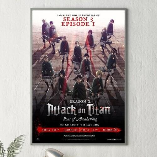 Modern Art Poster Anime Attack On Titan Silk Print Mural Print Poster Wall Home Living Room Wall Decoration Painting