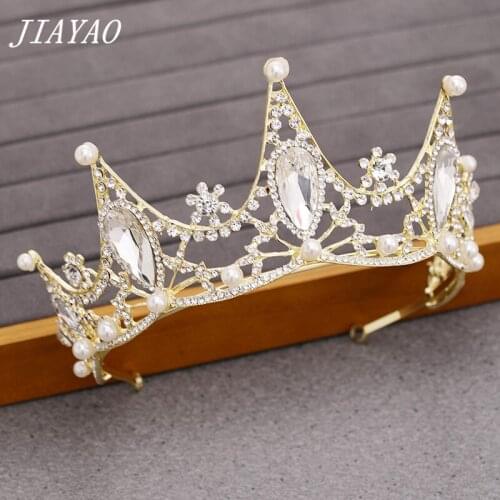 Wedding Crown Crystal Rhinestone Crown Bridal Hair Accessories Gold Headpiece Pearl Crystal Tiaras Crowns Wedding Hair Jewelry