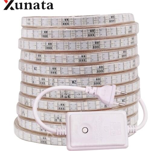 220V 240V 5050 RGB led strip Waterproof 120leds/m Double Row RGB Indoor Outdoor Lighting For Home Eecoration