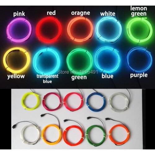 DC-3V Lighting LED Neon Strip Rope Battery Powered Flexible Cold Light 3.2mm 3 Meters EL Wire Colorful Toys Car Interior Decor