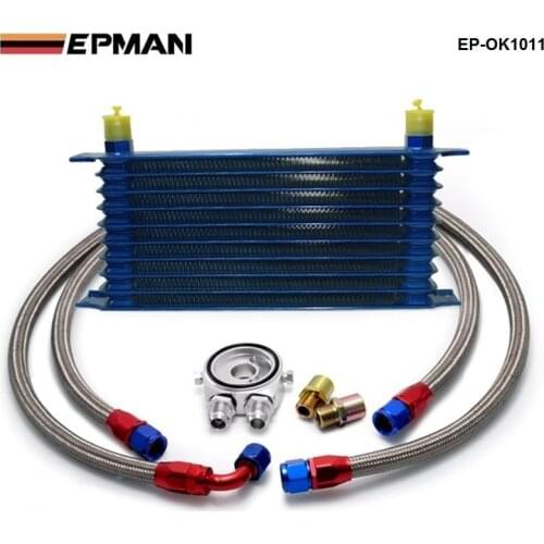 Universal 10 Rows Oil Cooler Kit M20XP1.5 3/4X16 UNF Oil Filter Fitting Adapter EP-OK1011