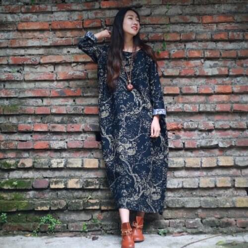 Vintage Autumn Dress Vestidos Long Sleeve Cotton Linen Loose Dress Robe Casual Dresses Plus Size WomenS Clothing 2020 11758