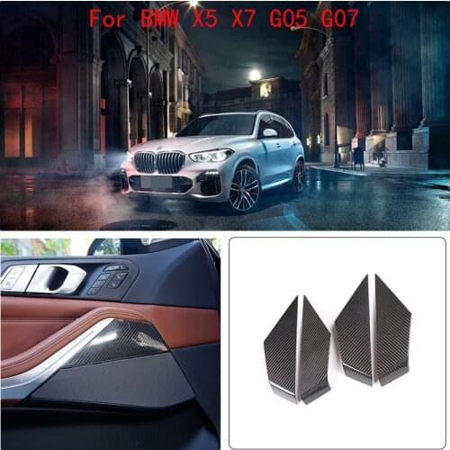 4 Pcs Real Carbon Fiber For BMW X5 G05 X7 G07 2019 2020 Car Interior Door Decorative Panel Trim Car Accessories