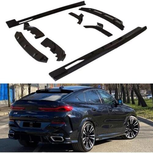 High Quality ABS BLACK Front Bumper Lip Spoiler Rear Trunk Diffuser Side Body Skirt FOR BMW X6 G06 2019 2020 2021 2022