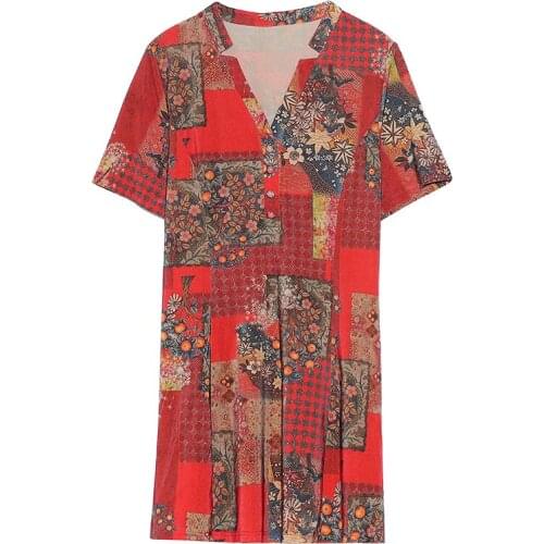 Women Summer T-Shirts Mother Tops Women Short Sleeve Flower Print T-shirt Ladies Basic Top Female Pullovers Plus Size Clothing