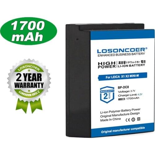 100% Original LOSONCOER 1700mAh BP-DC8 BP-DC8-E For LEICA X Vario X1 X2 X Typ113 X-U Typ113 X-E Typ102 Typ107 Camera Battery