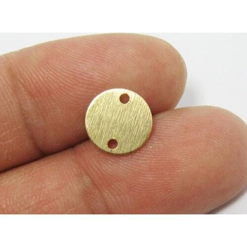 Brass round Textured charms 10x0.6mm Mini Round brass connector earrings findings 2 holes -100pcs R710