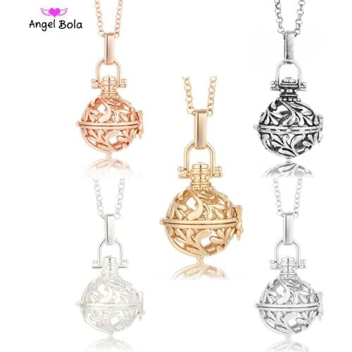 20.5mm Leaves Design Diffuser Oil Pendant Fit DIY Interchangeable Angel Ball Chain Essential Oil Necklace Jewelry NL015