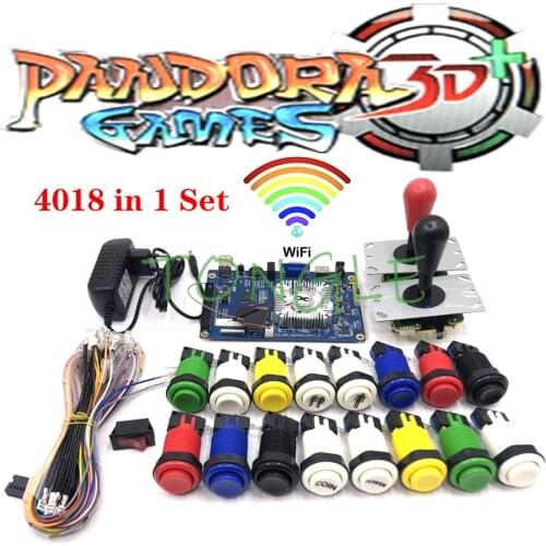 3D Pandora Box 4018/2448 in 1 Wifi DIY Arcade Machine Kit game board 8 way joystick & American Style Push Button for 2 Playes