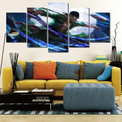 Wall art picture 5 piece set Roronoa Zoro poster canvas print home decoration painting living room modular frame