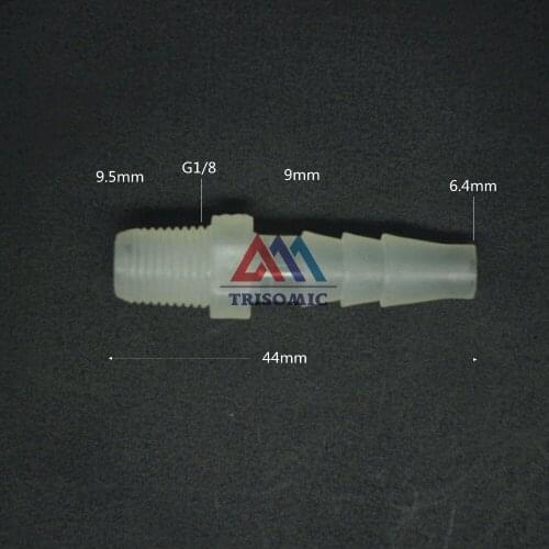 6.4mm-G1/8 Straight Connector Plastic pipe Fitting Barbed Connector with thread Material PP Fish Tank Airline Aquarium