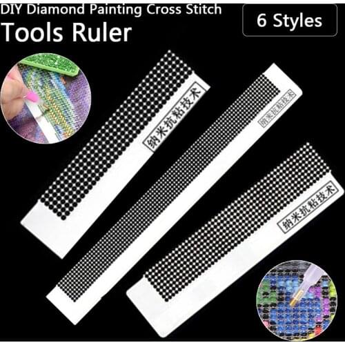 Diamond Painting Steel Ruler Cross Stitch Tool Mesh Ruler Nano Drilling Kit Rhinestone Embroidery Point Drill Accessories