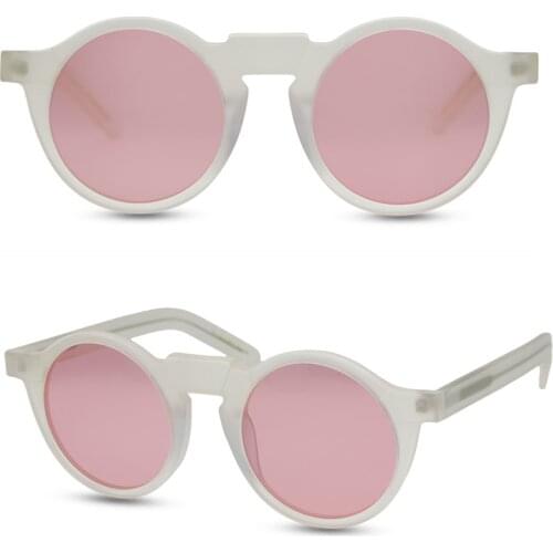 Belight Optical Women Men UV400 Protection Round Vintage Retro Acetate The Mask Pink Lens Sunglasses with Case Oculos MA1465